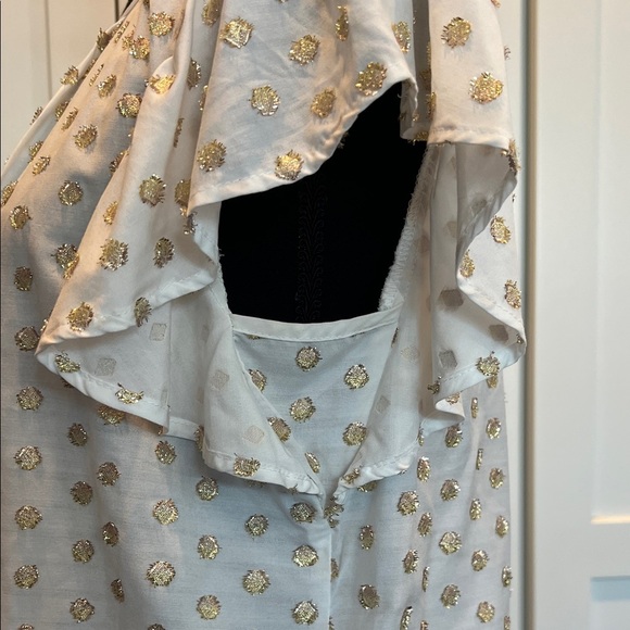 Anthropologie Amadi White and Gold Women's Blouse XS - Picture 5 of 9